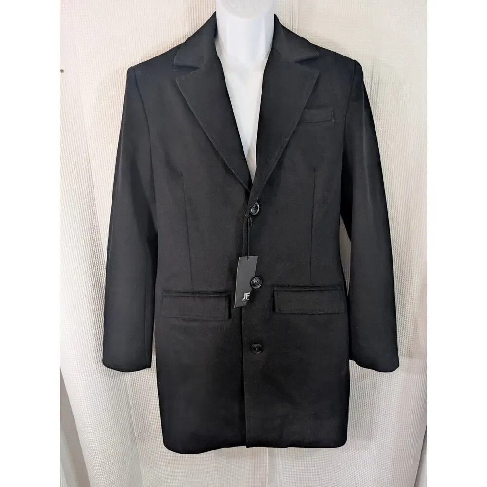 NWT@$220! J. FERRAR! FINE WOOL BLEND BLACK 3/4 LENGTH OVERCOAT, JACKET! SZ M